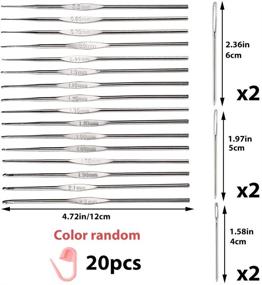 img 3 attached to 🧶 Lace Crochet Hooks Set - 16 PCS Aluminum Hooks, 0.5mm-2.7mm, Including 6 Large-Eye Blunt Needles and 10 Stitch Markers, Ideal for Lacework