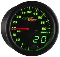 📈 maxtow double vision 60 psi turbo boost gauge kit for diesel trucks - includes electronic pressure sensor - black gauge face - green led illuminated dial - 2-1/16" 52mm - analog & digital readouts logo