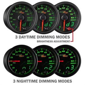 img 1 attached to 📈 MaxTow Двойное Видение Система Индикации Турбонагнетателя 60 PSI для Дизельных грузовиков - Включает Электронный Датчик Давления - Черная Грань Видения - Зеленая Подсветка Светодиодными Диодами - 2-1/16" 52мм - Аналоговое и Цифровое Отображение