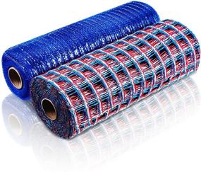 img 4 attached to 🎀 Red, Blue, and White 10 Inch Deco Mesh Rolls - Poly Burlap Check Deco Mesh and Metallic Foil Mesh Ribbon Combo for Door Wreath Decoration, DIY Crafts, and Supplies