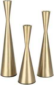 img 4 attached to 🕯️ Set of 3 Gold Brass Taper Candlestick Holders - Vixdonos Metal Candle Holders for Table Decor, Weddings, Dinners, Parties, and Home Décor