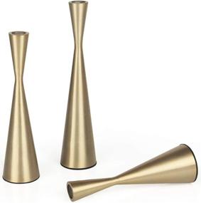 img 2 attached to 🕯️ Set of 3 Gold Brass Taper Candlestick Holders - Vixdonos Metal Candle Holders for Table Decor, Weddings, Dinners, Parties, and Home Décor