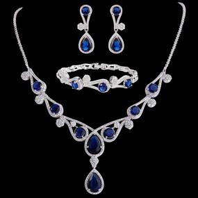 img 1 attached to 💎 Exquisite CZ Lots Hollow-Out Teardrop Jewelry Set for Women – Elegant Silver-Tone Necklace, Earrings, and Bracelet by EVER FAITH