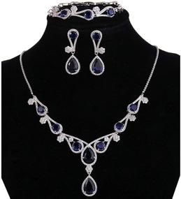 img 2 attached to 💎 Exquisite CZ Lots Hollow-Out Teardrop Jewelry Set for Women – Elegant Silver-Tone Necklace, Earrings, and Bracelet by EVER FAITH