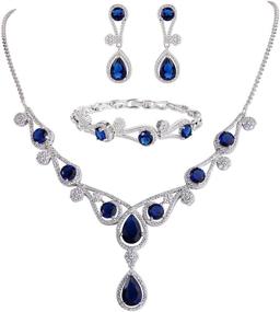 img 4 attached to 💎 Exquisite CZ Lots Hollow-Out Teardrop Jewelry Set for Women – Elegant Silver-Tone Necklace, Earrings, and Bracelet by EVER FAITH