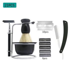 img 1 attached to 🪒 CGBARBER Mens Shaving Brush Set: Soft Hair Brush, Stainless Steel Stand, and Bowl- Perfect Men's Gift Set