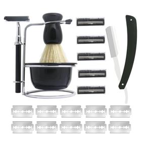 img 4 attached to 🪒 CGBARBER Mens Shaving Brush Set: Soft Hair Brush, Stainless Steel Stand, and Bowl- Perfect Men's Gift Set