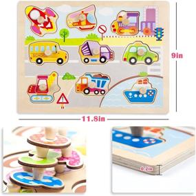 img 1 attached to 🧩 Fun and Educational Wooden Toddler Peg Puzzles Set: Engaging Learning Experience for Little Ones