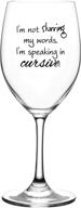 i'm not slurring my words. i'm speaking in cursive – cute, novelty, etched wine glass by lushy wino - large 16 oz size with funny, etched phrases - gift box логотип