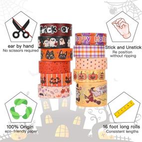 img 1 attached to 🎃 Spooky Fun: Halloween Washi Tape Set with Cat, Pumpkin, Ghost, and More - Ideal for Bullet Journals, Crafts, Planners, Scrapbooking, and Gifting