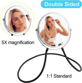 img 3 attached to Versatile Double Sided Mirror: Standard and 5X Magnification, Flexible Neck Arm