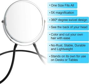 img 2 attached to Versatile Double Sided Mirror: Standard and 5X Magnification, Flexible Neck Arm