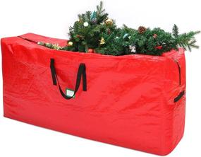 img 4 attached to 🎄 Narremcoy 9 ft Christmas Tree Storage Bag - Red, Durable Handles, Stainless Steel Zipper - Suitable for Artificial Trees Up to 9 ft Tall, PE Polyethylene Made – Christmas Tree Bag