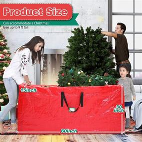 img 3 attached to 🎄 Narremcoy 9 ft Christmas Tree Storage Bag - Red, Durable Handles, Stainless Steel Zipper - Suitable for Artificial Trees Up to 9 ft Tall, PE Polyethylene Made – Christmas Tree Bag