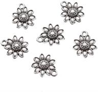 🌻 wholesale 50pcs sunflower flower charms: antique silver plated pendant for diy bracelets & necklace making craft (15mmx13mm, a298) logo