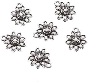 img 3 attached to 🌻 Wholesale 50pcs Sunflower Flower Charms: Antique Silver Plated Pendant for DIY Bracelets & Necklace Making Craft (15mmx13mm, A298)