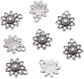 img 2 attached to 🌻 Wholesale 50pcs Sunflower Flower Charms: Antique Silver Plated Pendant for DIY Bracelets & Necklace Making Craft (15mmx13mm, A298)