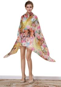 img 2 attached to Colorful Oversize Floral Oblong Accessories for Women's Fashion