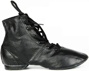 img 1 attached to Affordable Women's Leather Practice Dancing Shoes: Jazz Boots with Soft-Soled High Boots in Black