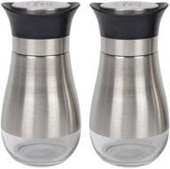 🧂 evelyne salt pepper seasoning glass shaker: 2-piece pack set with stainless steel cover (black) logo