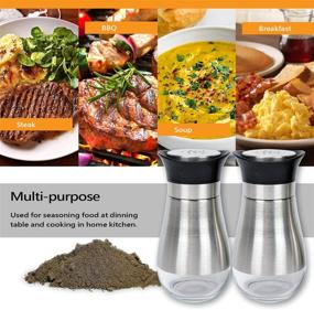 img 2 attached to 🧂 Evelyne Salt Pepper Seasoning Glass Shaker: 2-Piece Pack Set with Stainless Steel Cover (Black)