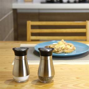 img 3 attached to 🧂 Evelyne Salt Pepper Seasoning Glass Shaker: 2-Piece Pack Set with Stainless Steel Cover (Black)
