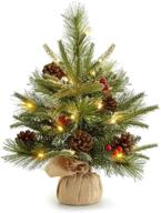 🎄 wbhome 1.8ft snow flocked mini christmas tree: premium spruce with pine cones & lights - tabletop decoration логотип