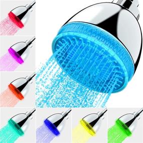 img 4 attached to 💡 Tool-Free Installation LED Fixed ShowerHead for Bathroom - Upgraded Luxury Chrome LED Shower Head with 7 Color Flash Light, Adjustable High Pressure Flow Rain ShowerHead for Kids and Adults