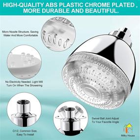 img 3 attached to 💡 Tool-Free Installation LED Fixed ShowerHead for Bathroom - Upgraded Luxury Chrome LED Shower Head with 7 Color Flash Light, Adjustable High Pressure Flow Rain ShowerHead for Kids and Adults