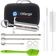 🍖 ofargo meat injector for smoker with case, 3 food flavor injector syringe needles, ideal for marinade injection into turkey, meat, brisket; 2-oz; includes paper and e-book (pdf) user manual логотип