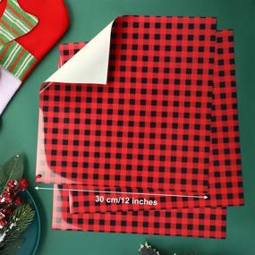 img 3 attached to 🦬 Buffalo Plaid Heat Transfer Vinyl: Perfect Iron-on for Christmas, Valentine's Day & New Year T-Shirts (4 Sheets)