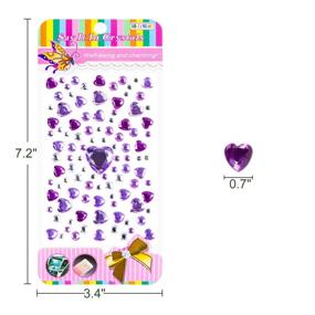 img 3 attached to Harpau Multicolor Rhinestone Stickers: Heart & Round Shapes, Self-Adhesive Craft Jewels, 520 Pcs, 4 Sheets