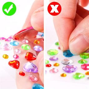 img 2 attached to Harpau Multicolor Rhinestone Stickers: Heart & Round Shapes, Self-Adhesive Craft Jewels, 520 Pcs, 4 Sheets