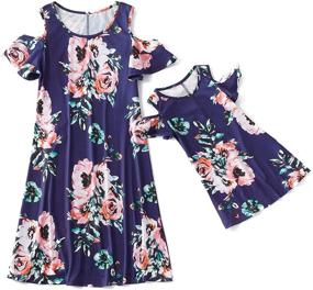 img 4 attached to 😍 Yaffi Sleeve Printed Matching Daughter Girls' Clothing and Dresses: Perfect Combination of Style and Harmony