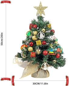 img 3 attached to SY CRAFT 20''/50CM Mini Christmas Tree Light Tabletop Artificial Christmas Tree, 50 LED String Lights, 34 pcs Ornaments for Christmas Table Top Desk Decor, Home Indoor Decoration