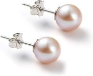 🌸 stunning pink freshwater cultured pearl studs: 7.5-8mm, 925 silver earrings for women, ideal mothers day gift logo