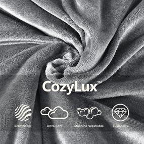 img 2 attached to 🛋️ Grey CozyLux Fleece Blanket Throw - 50" x 60" | Super Soft Lightweight Microfiber Flannel Blankets for Travel, Camping, Chair, and Sofa | Fuzzy Kids Blanket, Cozy Luxury Plush Bed Blankets - Gray