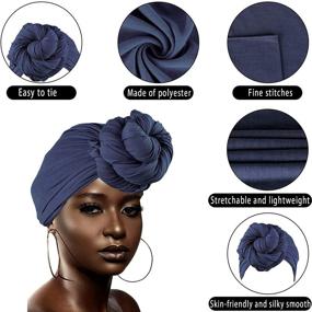 img 2 attached to 🧣 Stylish and Comfortable Soft Stretch Turban Hair Scarf - Perfect Head Wrap for Natural Hair