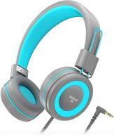 🎧 full-featured nivava k8 kids headphones: lightweight wired foldable stereo on ear headset for children, boys, girls, and teens - ideal for cellphones, computers, mp3/4, kindle, airplane, school (dark gray) logo