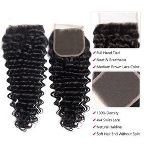 img 2 attached to 💇 Laritaiya Brazilian Deep Wave Hair Bundles (18 20 22+16 Closure) - 8A 100% Unprocessed Virgin Human Hair, Natural Black Color