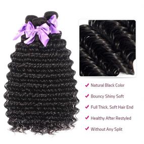 img 3 attached to 💇 Laritaiya Brazilian Deep Wave Hair Bundles (18 20 22+16 Closure) - 8A 100% Unprocessed Virgin Human Hair, Natural Black Color