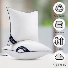 img 1 attached to 🔳 Siluvia 22x22 Pillow Inserts Set: 2-Pack Decorative Square Interior Sofa Throw Pillows with 100% Cotton Cover