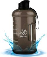 🏋️ varna motivational water bottles - 73oz, times marking, large half gallon, bpa free, leakproof petg - suitable for gym, sports, jogging, hiking, camping - outdoor use (black/blue) logo