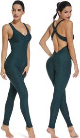 img 1 attached to SEASUM Women's Sexy Slimming Bodycon Rompers - Texture Bodysuit with Sleeveless Sport Design and Backless Detail - Stylish One-Piece Jumpsuit