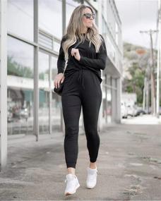 img 3 attached to Solid Color Two Piece Outfit for Women - Long Sleeve Crewneck Pullover Tops and Long Pants Sweatsuits Tracksuits by PRETTYGARDEN