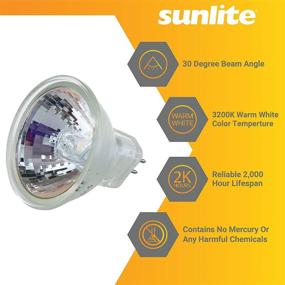 img 1 attached to Sunlite 40755-SU 20MR11/FL/12V Halogen MR11 30° Narrow Flood Light Bulb, 20W, 12V, GU4 Base, Dimmable, CRI 100, 2,000 Hours Life Span, 6 Pack, 3200K Warm White