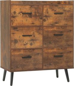 img 4 attached to 🪑 Rustic Brown 6 Drawer Dresser with Solid Wood Legs - USIKEY Free Standing Storage Chest, Functional Organizer for Bedroom, Hallway, Entryway - Clothes Dresser, Storage Tower