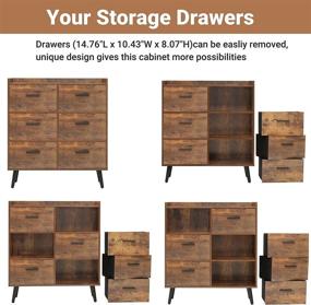 img 2 attached to 🪑 Rustic Brown 6 Drawer Dresser with Solid Wood Legs - USIKEY Free Standing Storage Chest, Functional Organizer for Bedroom, Hallway, Entryway - Clothes Dresser, Storage Tower