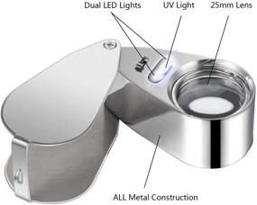 img 3 attached to 🔍 Blulu 2-Pack 40X Illuminated Jeweler Loupe Magnifier with LED UV Lens, Soft Pouches, Glasses Cloth - Perfect for LED Currency Detection and Jeweler Identification