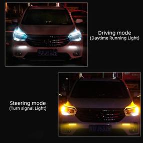 img 1 attached to 🚗 Super Bright Universal Car Daytime Running Lights 12V – White & Amber LED Fog Light 2-Pack